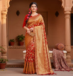 Load image into Gallery viewer, Women's Litchi silk Printed Saree With Unstitched Blouse (Red) Kashvii
