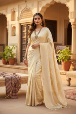 Load image into Gallery viewer, Women's Litchi silk Printed Saree With Unstitched Blouse (Gold) Kashvii
