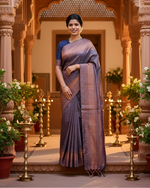 Load image into Gallery viewer, Women's Litchi silk Printed Saree With Unstitched Blouse (Navy Blue) Kashvii
