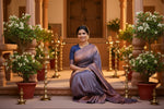 Load image into Gallery viewer, Women's Litchi silk Printed Saree With Unstitched Blouse (Navy Blue) Kashvii

