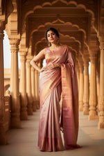 Load image into Gallery viewer, Women's Litchi silk Printed Saree With Unstitched Blouse (Light Pink) Kashvii
