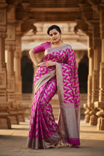 Load image into Gallery viewer, Women's Litchi silk Printed Saree With Unstitched Blouse (Pink) Kashvii
