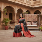 Load image into Gallery viewer, Women's Litchi Silk Printed Saree With Unstitched Blouse (Grey) Kashvii
