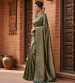 Load image into Gallery viewer, Women's Litchi silk Printed Saree With Unstitched Blouse (Green)
