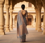 Load image into Gallery viewer, Women's Litchi silk Printed Saree With Unstitched Blouse (Grey)
