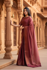 Load image into Gallery viewer, Women's Litchi silk Printed Saree With Unstitched Blouse (Maroon) Kashvii
