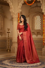 Load image into Gallery viewer, Women's Litchi silk Printed Saree With Unstitched Blouse (Red) Kashvii
