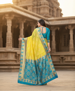 Load image into Gallery viewer, Women's Litchi silk Printed Saree With Unstitched Blouse (Yellow) Kashvii
