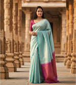 Load image into Gallery viewer, Women's Litchi silk Printed Saree With Unstitched Blouse (Blue) Kashvii
