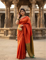 Load image into Gallery viewer, Women's Litchi silk Printed Saree With Unstitched Blouse (Red) Kashvii
