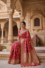 Load image into Gallery viewer, Women's Litchi silk Printed Saree With Unstitched Blouse (Red) Kashvii
