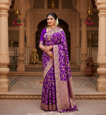 Load image into Gallery viewer, Women's Litchi silk Printed Saree With Unstitched Blouse (Purple) Kashvii
