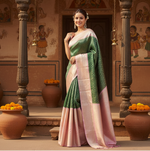 Load image into Gallery viewer, Women's Litchi silk Printed Saree With Unstitched Blouse (Green)

