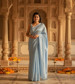 Load image into Gallery viewer, Women's Litchi silk Printed Saree With Unstitched Blouse (Light Blue) Kashvii
