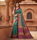 Load image into Gallery viewer, Women's Litchi silk Printed Saree With Unstitched Blouse  5-6 Mtrs (Green)

