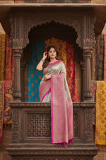 Load image into Gallery viewer, Women's Litchi silk Printed Saree With Unstitched Blouse  5-6 Mtrs (Gray)
