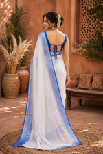 Load image into Gallery viewer, Soft Organza Saree With Unstitched Blouse(Blue)
