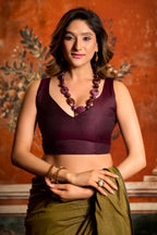 Mulmul Cotton Saree With Unstitched Blouse(Mehendi)