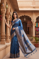 Load image into Gallery viewer, Women's Banarasi Silk Printed Saree With Unstitched Blouse 5.5Mtr (Pinch)
