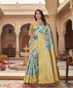 Load image into Gallery viewer, Women's Banarasi Silk Jaquard Woven Saree With Unstitched Blouse 5.5Mtr (Yellow) Kashvii
