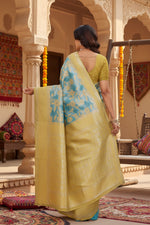 Load image into Gallery viewer, Women's Banarasi Silk Jaquard Woven Saree With Unstitched Blouse 5.5Mtr (Yellow) Kashvii
