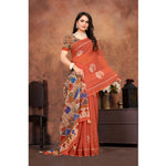 Load image into Gallery viewer, Women's Linen Printed Saree With Unstitched Blouse 5.5Mtr (Red) Kashvii
