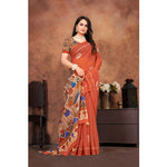Load image into Gallery viewer, Women's Linen Printed Saree With Unstitched Blouse 5.5Mtr (Red) Kashvii

