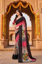 Load image into Gallery viewer, Women's Georgette Printed Saree With Unstitched Blouse 5.5Mtr (Multicolor)
