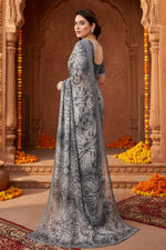 Load image into Gallery viewer, Women's Georgette Printed Saree With Unstitched Blouse 5.5Mtr (Grey)
