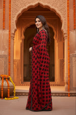 Load image into Gallery viewer, Women's Georgette Printed Saree With Unstitched Blouse 5.5Mtr (Red)
