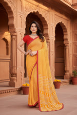 Load image into Gallery viewer, Women's Georgette Printed Saree With Unstitched Blouse 5.5Mtr (Yellow)

