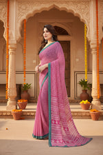 Load image into Gallery viewer, Women's Georgette Printed Saree With Unstitched Blouse 5.5Mtr (Pink)

