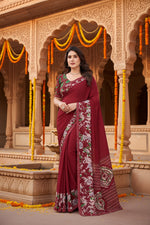 Load image into Gallery viewer, Women's Georgette Printed Saree With Unstitched Blouse 5.5Mtr (Red)
