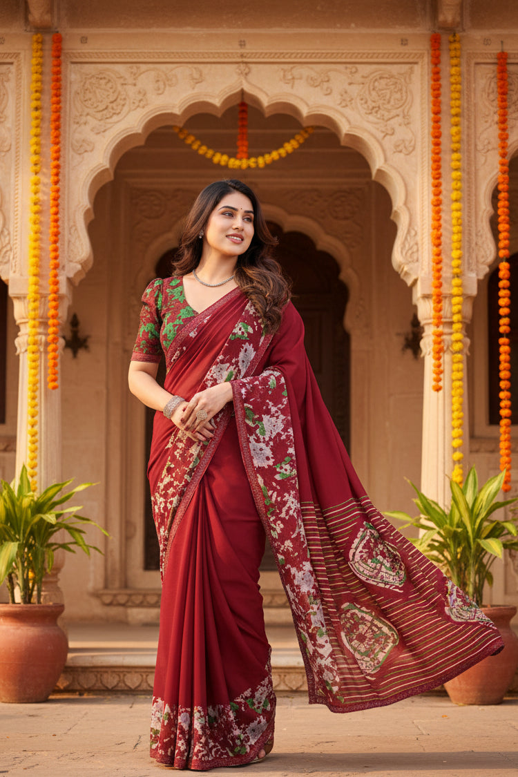 Pid 62565 generic women s georgette printed saree with unstitched blouse 5 5 mtr red 4 1000x1000