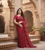 Load image into Gallery viewer, Georgette Printed Red Saree Kashvii
