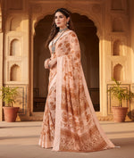 Load image into Gallery viewer, Women's Georgette Printed Saree With Unstitched Blouse 5.5Mtr (Brown)
