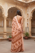 Load image into Gallery viewer, Women's Georgette Printed Saree With Unstitched Blouse 5.5Mtr (Brown)
