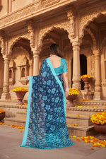 Load image into Gallery viewer, Women's Georgette Printed Saree With Unstitched Blouse 5.5Mtr (Sky Blue)
