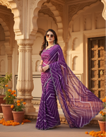 Load image into Gallery viewer, Women's Georgette Printed Saree With Unstitched Blouse 5.5Mtr (Purple)
