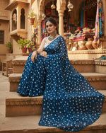 Load image into Gallery viewer, Georgette Printed Blue Saree Kashvii
