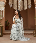 Load image into Gallery viewer, Georgette Printed White-Grey Saree Kashvii
