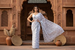 Load image into Gallery viewer, Georgette Printed White-Blue Saree Kashvii
