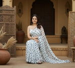 Load image into Gallery viewer, Georgette Printed White Saree Kashvii
