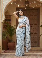 Load image into Gallery viewer, Georgette Printed White Saree Kashvii
