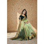 Load image into Gallery viewer, Organza jacquard Embellished Light Green Saree Kashvii
