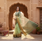 Load image into Gallery viewer, Organza jacquard Embellished Light Green Saree Kashvii
