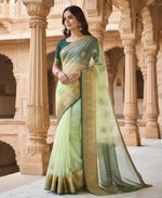 Load image into Gallery viewer, Organza jacquard Embellished Light Green Saree Kashvii
