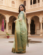 Load image into Gallery viewer, Organza jacquard Embellished Light Green Saree Kashvii
