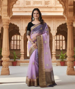 Load image into Gallery viewer, Organza jacquard Embellished Purple Saree ; Kashvii
