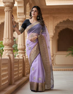 Load image into Gallery viewer, Organza jacquard Embellished Purple Saree ; Kashvii
